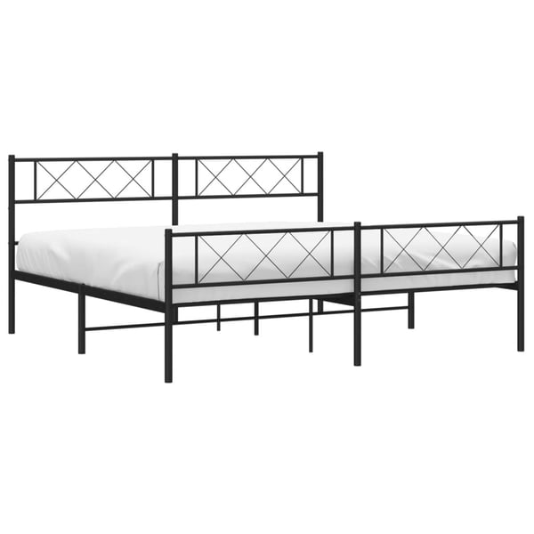 vidaXL Sengeramme i metall med hode- og fotgavl svart 193x203 cm