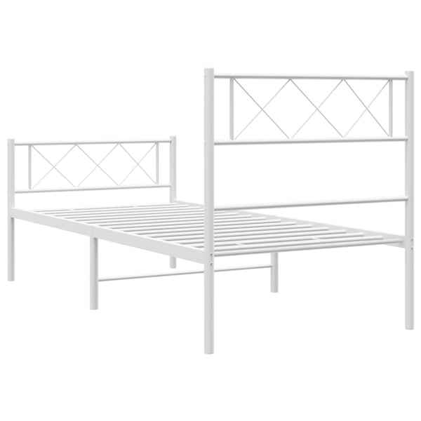 vidaXL Sengeramme i metall med hode- og fotgavl hvit 107x203 cm