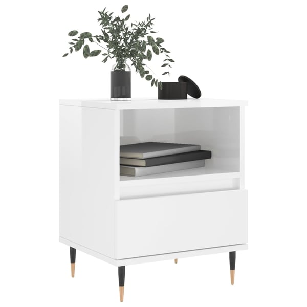vidaXL Nattbord 2 stk høyglans hvit 40x35x50 cm konstruert tre