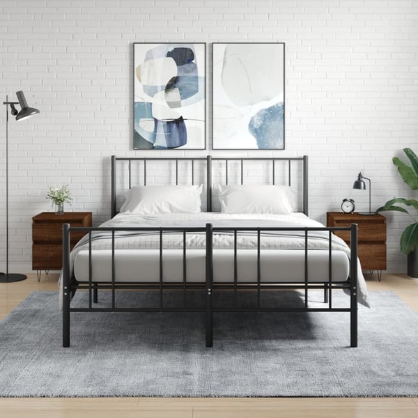 vidaXL sengeborde 2 stk. 40x35x50 cm brun egetræsfarve