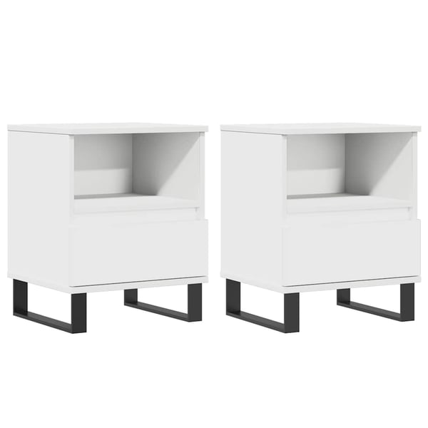 vidaXL Nattbord 2 stk hvit 40x35x50 cm konstruert tre