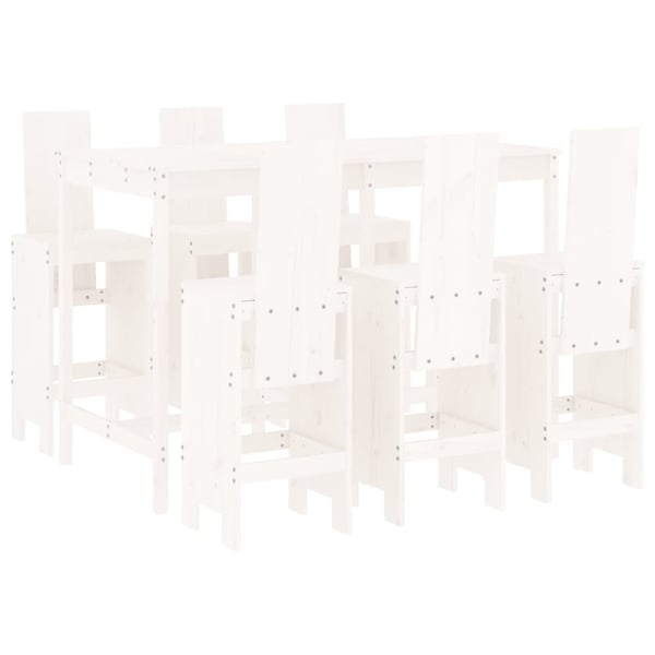 vidaXL Hagebarsett 7 deler hvit heltre furu