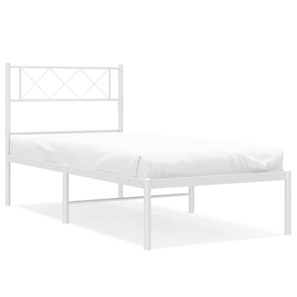 vidaXL Sengeramme i metall med hodegavl hvit 100x200 cm