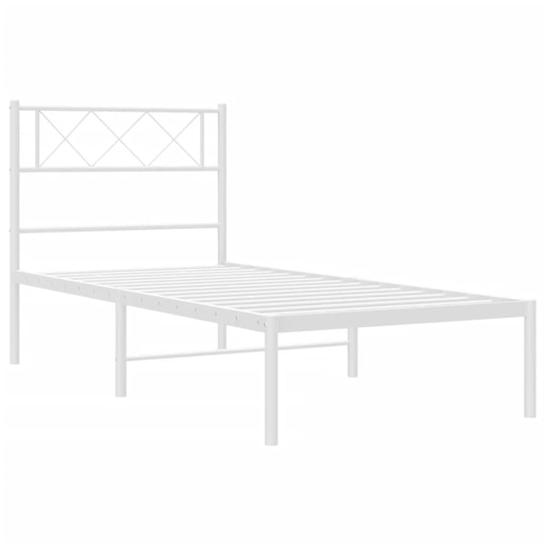 vidaXL Sengeramme i metall med hodegavl hvit 100x200 cm