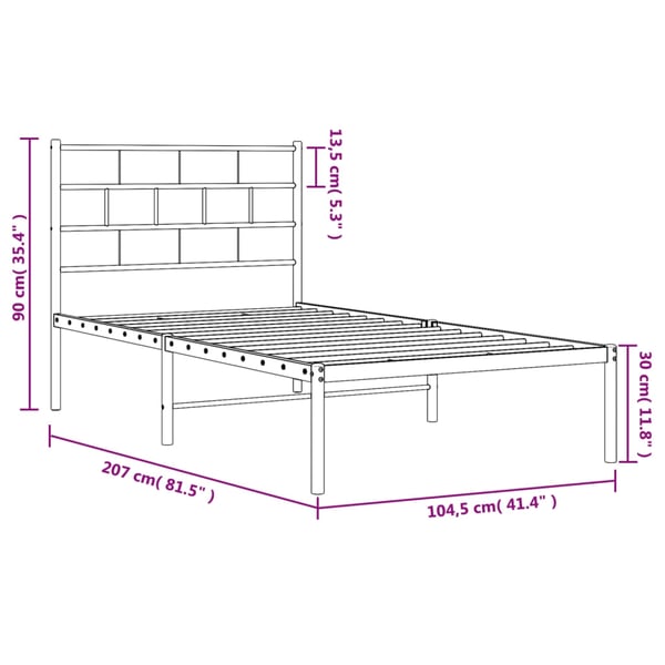 vidaXL Sengeramme i metall med hodegavl svart 100x200 cm