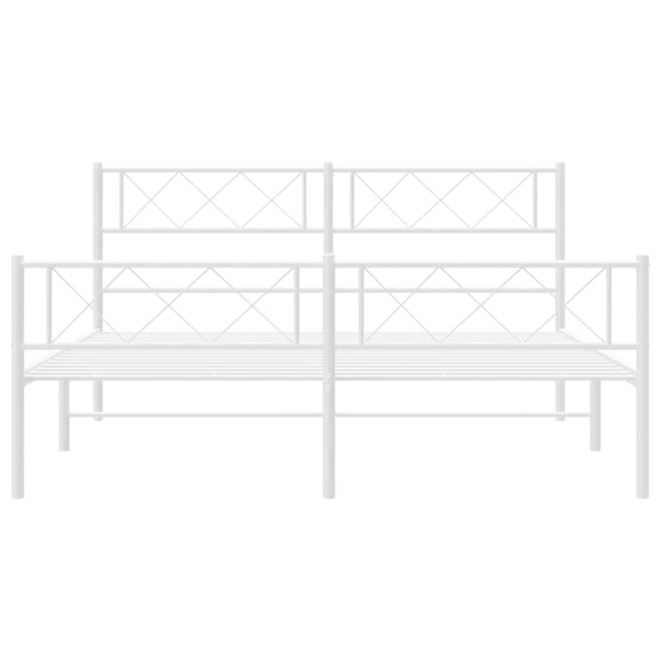 vidaXL Sengeramme i metall med hode- og fotgavl hvit 150x200 cm