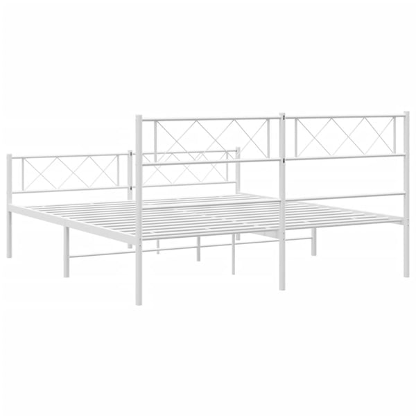vidaXL Sengeramme i metall med hode- og fotgavl hvit 150x200 cm
