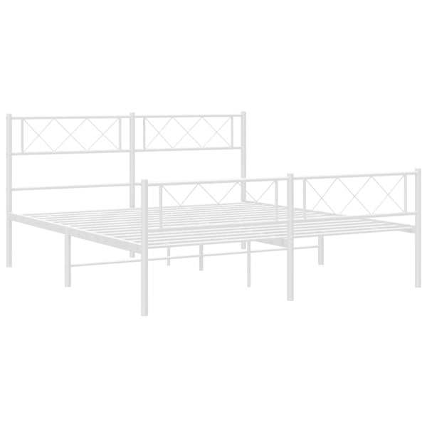 vidaXL Sengeramme i metall med hode- og fotgavl hvit 150x200 cm