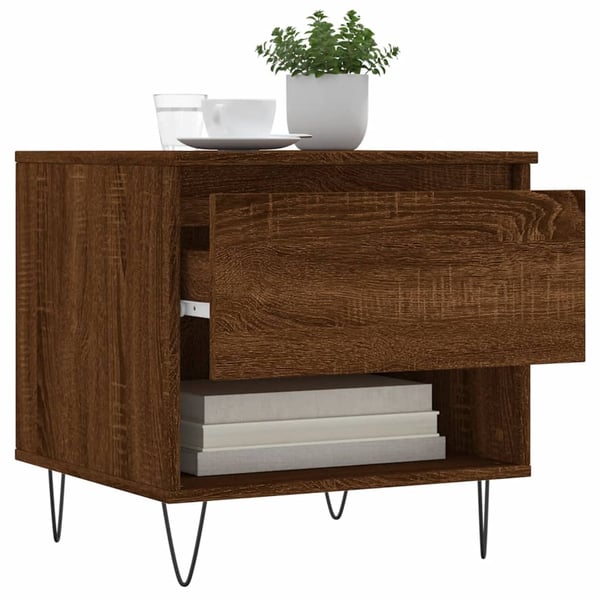 vidaXL sofabord 50x46x50 cm konstrueret træ brun egetræsfarve