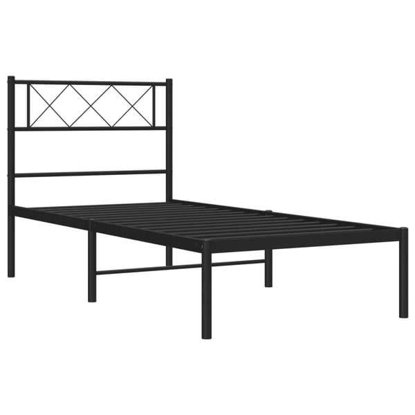 vidaXL Sengeramme i metall med hodegavl svart 107x203 cm