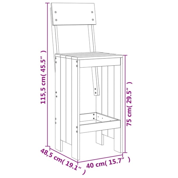 vidaXL Hagebarsett 5 deler svart heltre furu