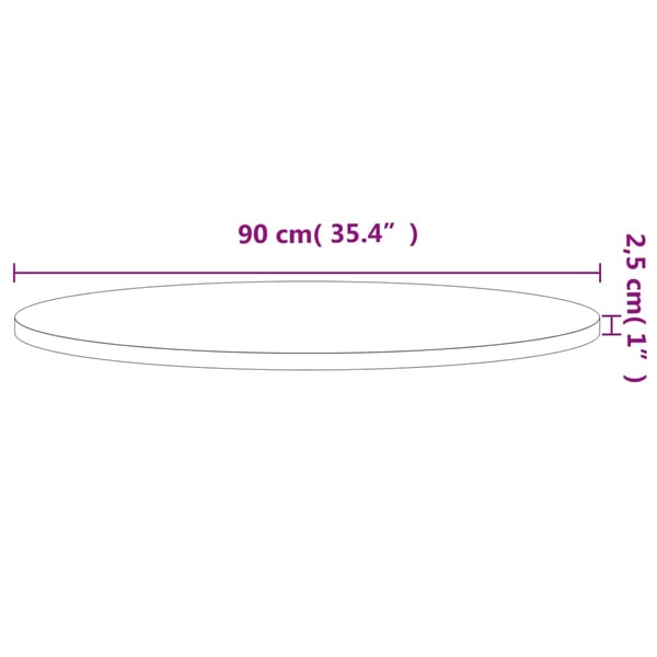 vidaXL Bordplate Ø90x2,5 cm rund heltre bøketre