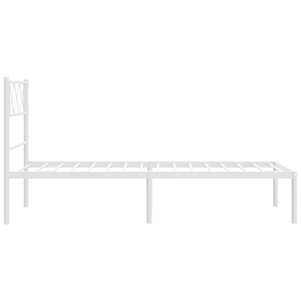 vidaXL Sengeramme i metall med hodegavl hvit 107x203 cm
