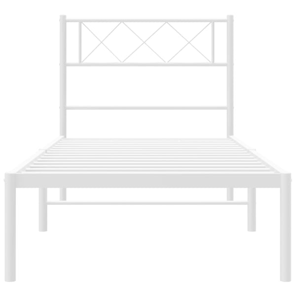 vidaXL Sengeramme i metall med hodegavl hvit 107x203 cm