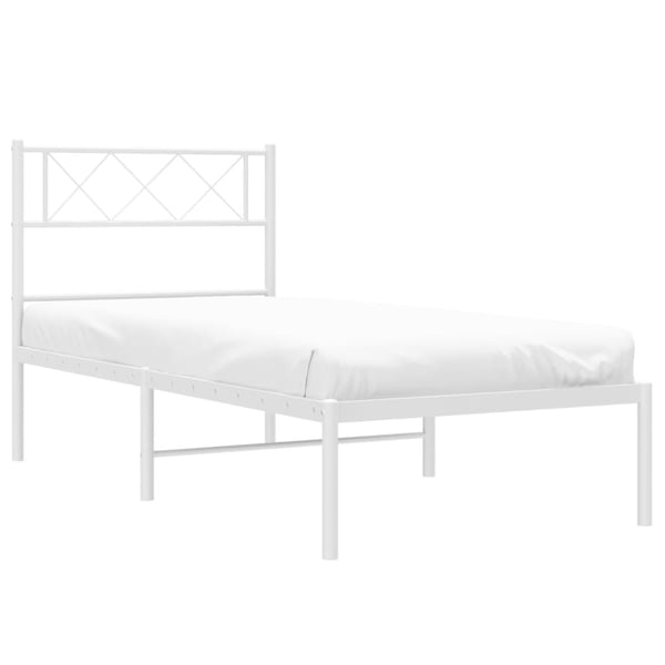 vidaXL Sengeramme i metall med hodegavl hvit 107x203 cm
