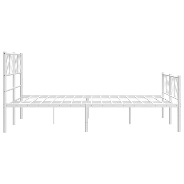 vidaXL Sengeramme i metall med hode- og fotgavl hvit 150x200 cm