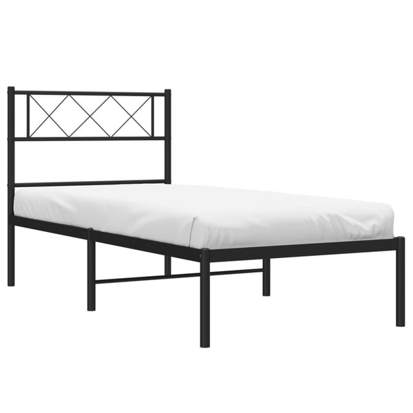 vidaXL Sengeramme i metall med hodegavl svart 90x190 cm