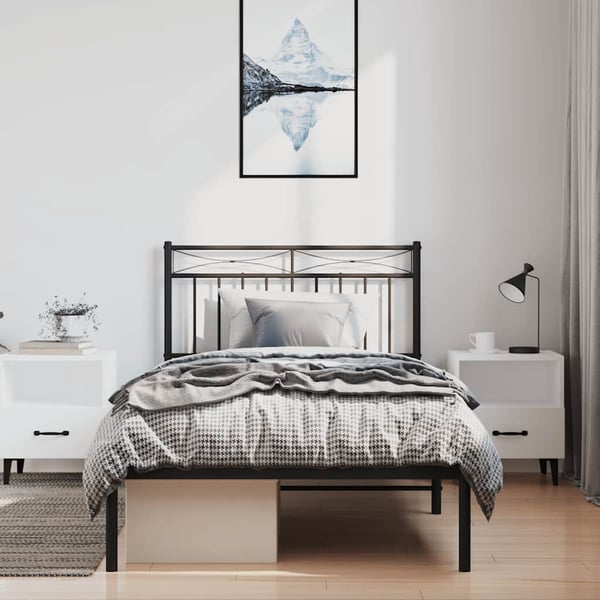 vidaXL Utskiftbar sengegavl i metall hvit 193 cm