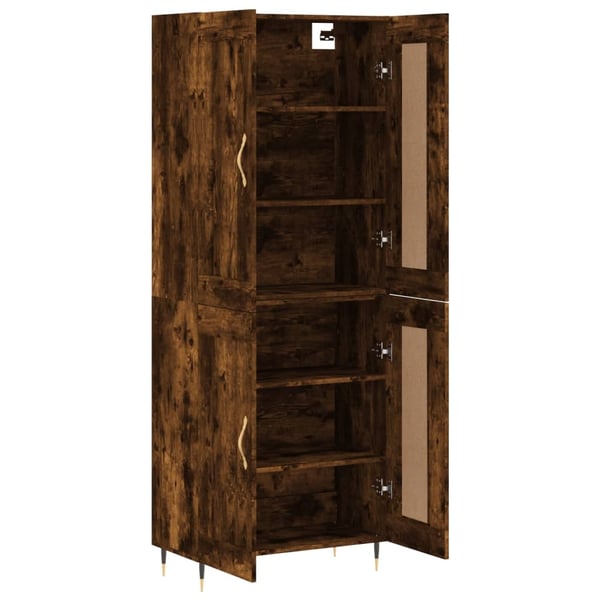 vidaXL Highboard røkt eik 69,5x34x180 cm konstruert tre