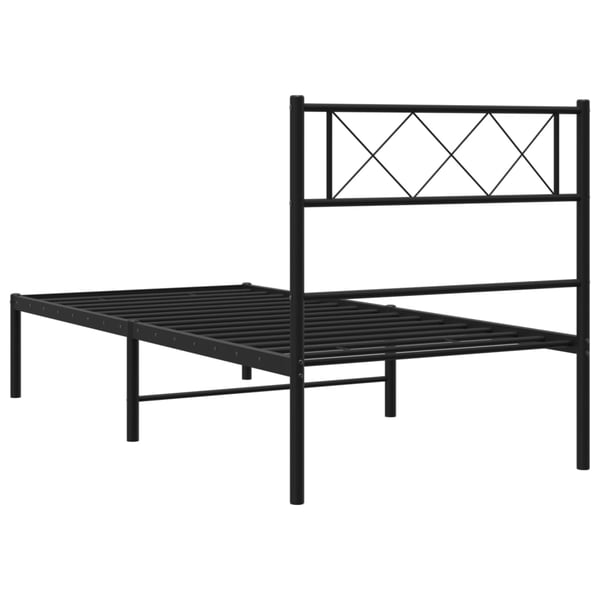 vidaXL Sengeramme i metall med hodegavl svart 90x200 cm