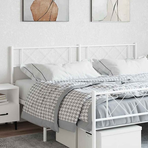 vidaXL Utskiftbar sengegavl i metall hvit 200 cm