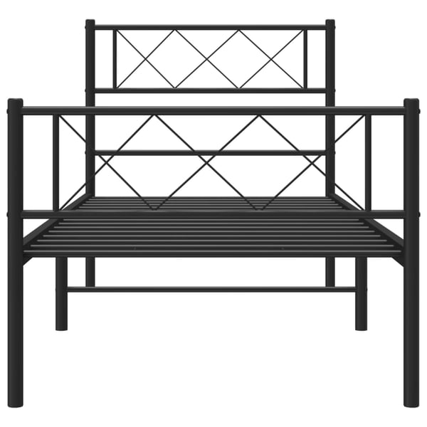 vidaXL Sengeramme i metall med hode- og fotgavl svart 75x190 cm
