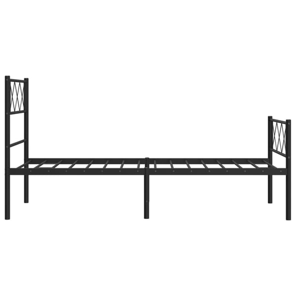 vidaXL Sengeramme i metall med hode- og fotgavl svart 90x190 cm