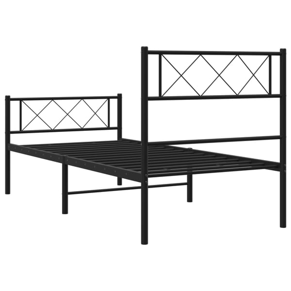 vidaXL Metallinen sängynrunko päädyillä musta 90x200 cm