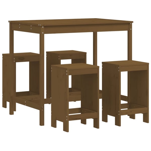 vidaXL Hagebarsett 5 deler honningbrun heltre furu