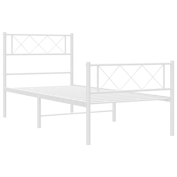 vidaXL Sengeramme i metall med hode- og fotgavl hvit 100x200 cm