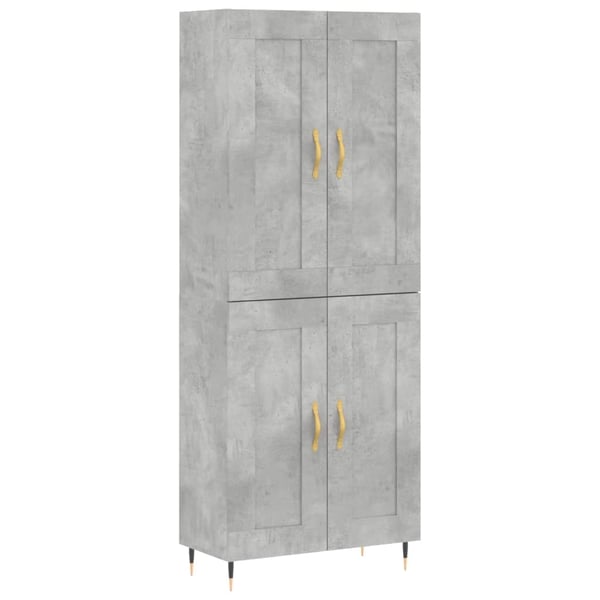 vidaXL Högskåp betonggrå 69,5x34x180 cm konstruerat trä