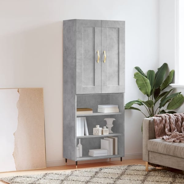vidaXL Highboard betonggrå 69,5x34x180 cm konstruert tre