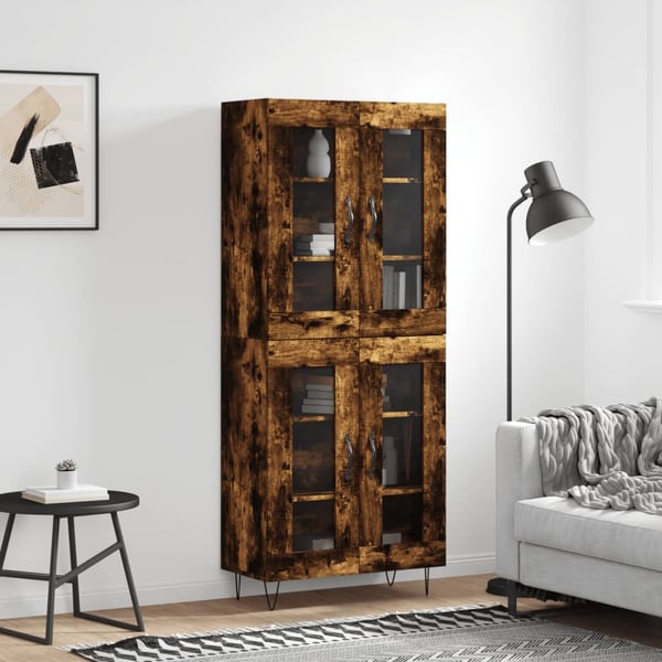 vidaXL højskab 69,5x34x180 cm konstrueret træ røget egetræsfarve