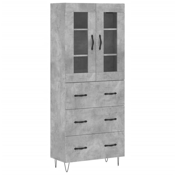vidaXL Highboard betonggrå 69,5x34x180 cm konstruert tre