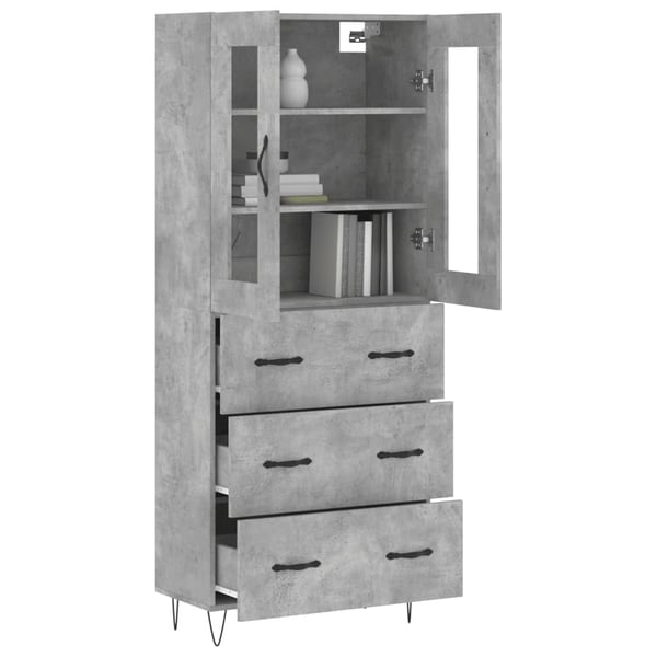 vidaXL Highboard betonggrå 69,5x34x180 cm konstruert tre