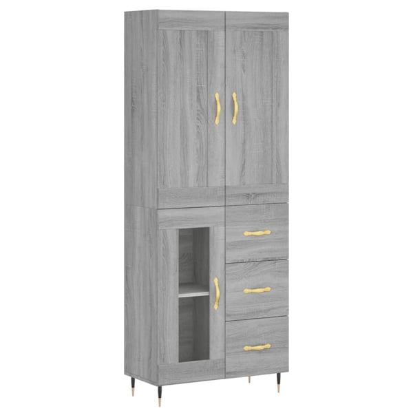 vidaXL Highboard grå sonoma 69,5x34x180 cm konstruert tre
