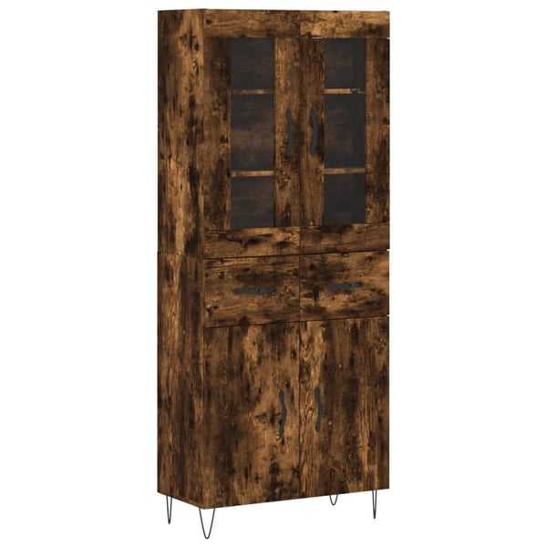 vidaXL Highboard røkt eik 69,5x34x180 cm konstruert tre