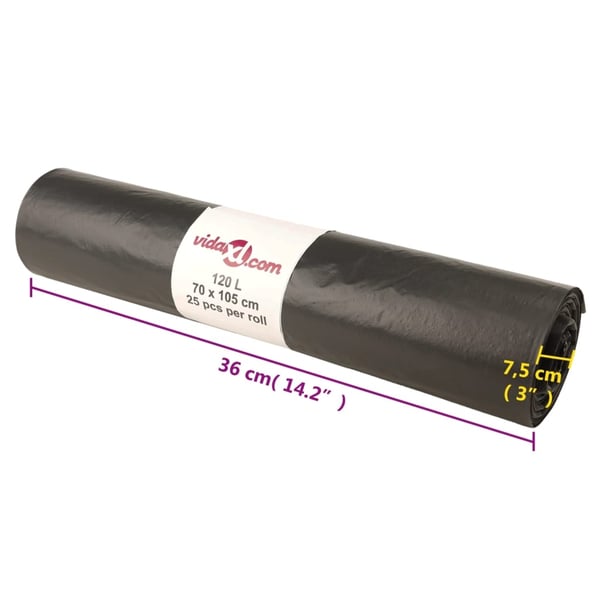 vidaXL affaldsposer 250 stk. 120 l sort