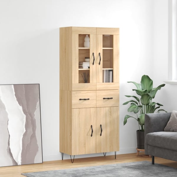 vidaXL højskab 69,5x34x180 cm konstrueret træ sonoma-eg