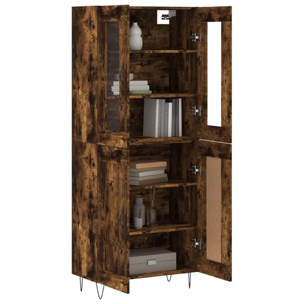 vidaXL Highboard røkt eik 69,5x34x180 cm konstruert tre