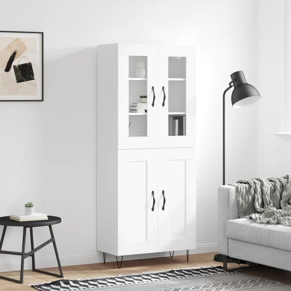 vidaXL højskab 69,5x34x180 cm konstrueret træ hvid