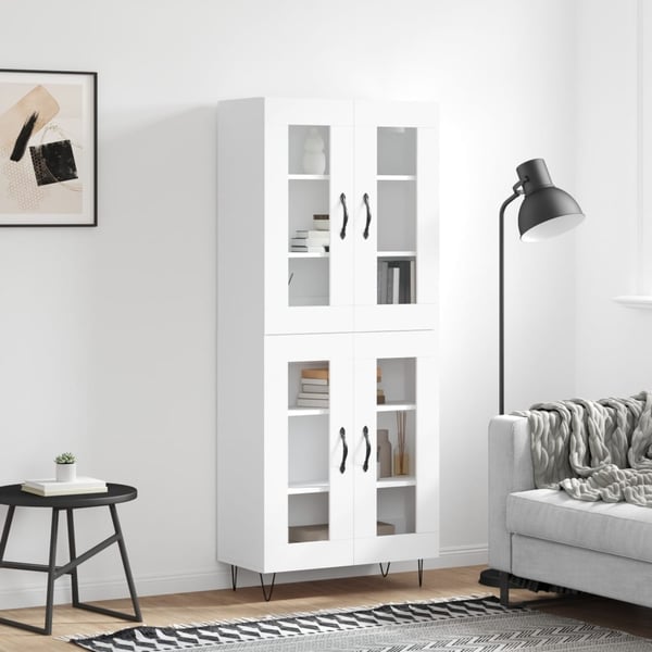 vidaXL højskab 69,5x34x180 cm konstrueret træ hvid