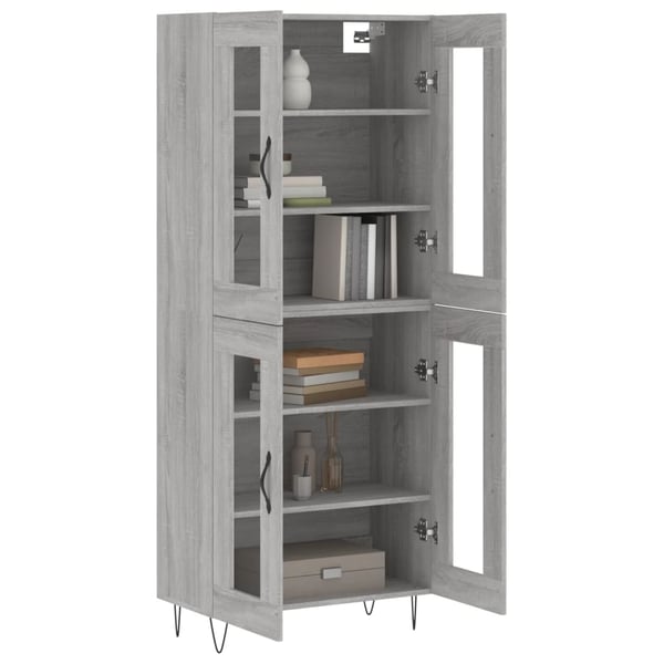 vidaXL Highboard grå sonoma 69,5x34x180 cm konstruert tre