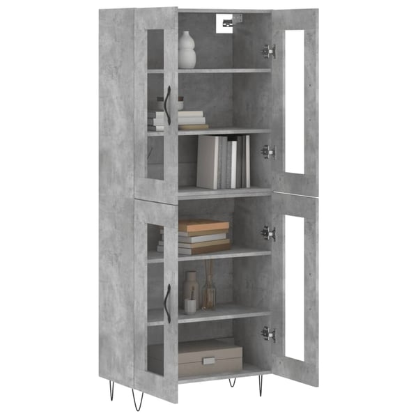 vidaXL Kaappi betoninharmaa 69,5x34x180 cm tekninen puu