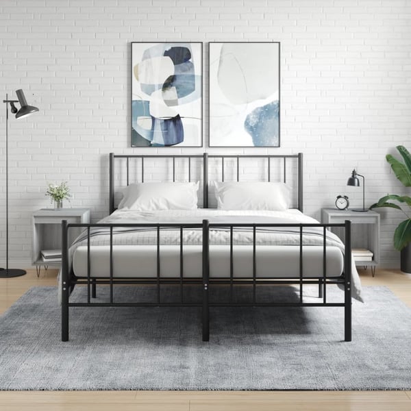 vidaXL sengeborde 2 stk. 40x35x50 cm konstrueret træ grå sonoma-eg