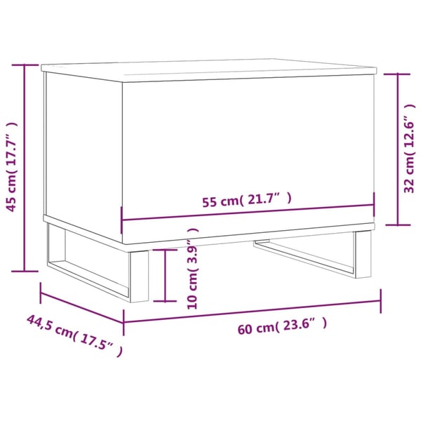 vidaXL sofabord 60x44,5x45 cm konstrueret træ Grå sonoma-eg