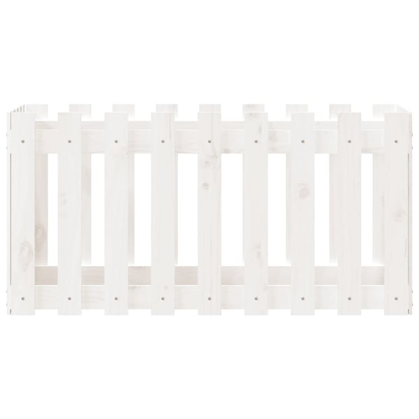 vidaXL Høybed med gjerdedesign hvit 100x50x50 cm heltre furu