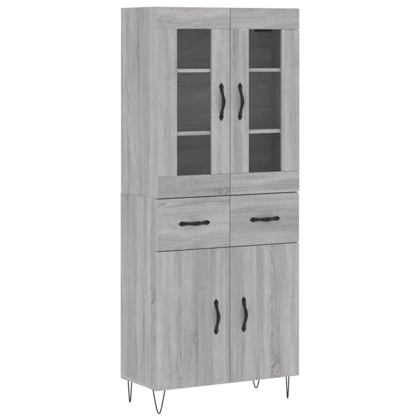 vidaXL Highboard grå sonoma 69,5x34x180 cm konstruert tre