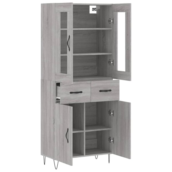 vidaXL Highboard grå sonoma 69,5x34x180 cm konstruert tre
