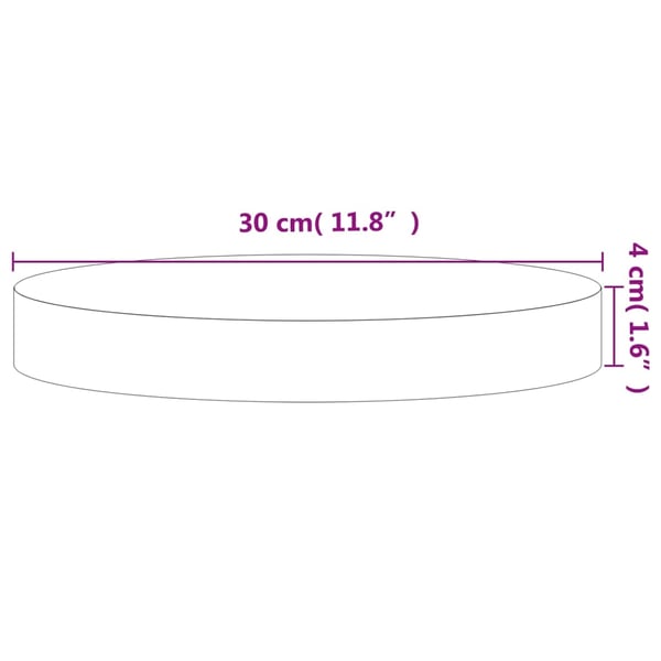 vidaXL Bordplate Ø30x4 cm rund heltre bøketre